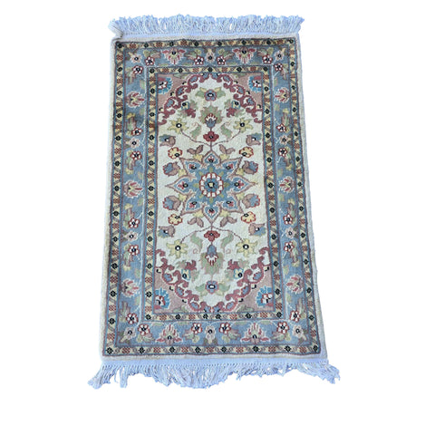 Al Ahmedani Linen Floral Medallion Rectangle Hand Knotted Area Rug Wonderful Design Home Decor Wool Silk Indoor Carpet (3.2 x 1.11)'