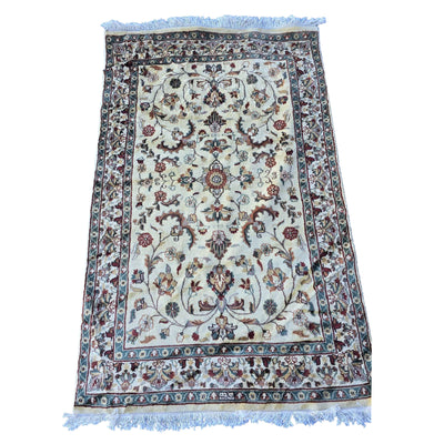 Al Ahmedani Linen Cream Floral Medallion Rectangle Area Rug Wonderful Design Wool Silk Hand Knotted Home Decor Indoor Carpet (6.3 x 3.11)'