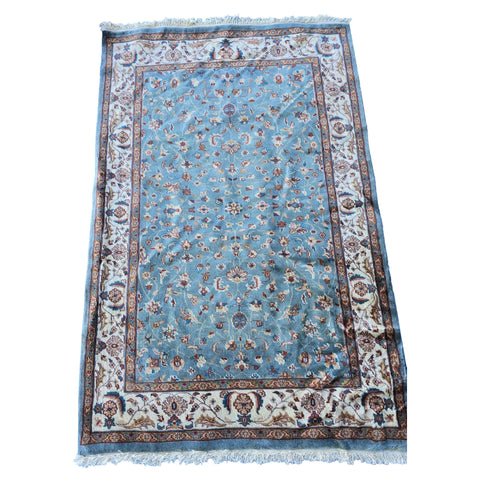 Al Ahmedani Linen Floral Medallion Rectangle Area Rug Wonderful Design Wool Silk Hand Knotted Home Decor Indoor Carpet (6.2 x 4.1)'