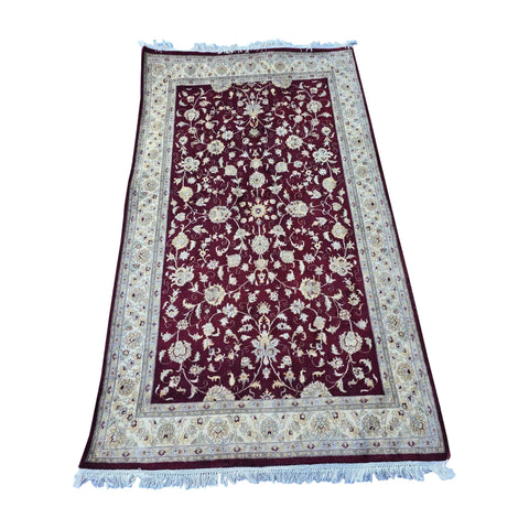 Al Ahmedani Linen Red Floral Double Knot Wool Rectangle Area Rug Wonderful Design Hand Knotted Home Decor Indoor Carpet (7.10 x 4.6)'