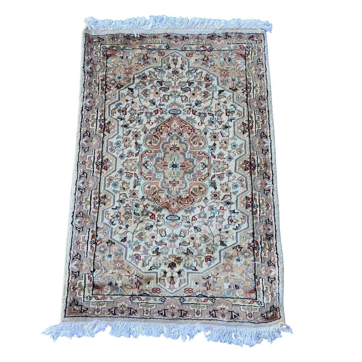 Al Ahmedani Linen Floral Medallion Rectangle Area Rug Hand Knotted Wonderful Design Wool Silk Home Decor Indoor Carpet (3.1 x 2.1)'