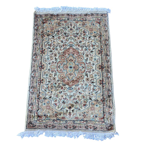 Al Ahmedani Linen Floral Medallion Rectangle Area Rug Hand Knotted Wonderful Design Wool Silk Home Decor Indoor Carpet (3.1 x 2.1)'
