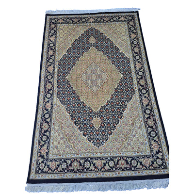 Al Ahmedani Linen Black Tabrez Mahi Double Knot Wool Rectangle Hand Knotted Area Rug Wonderful Design Home Decor Indoor Carpet (6.5 x 4.1)'