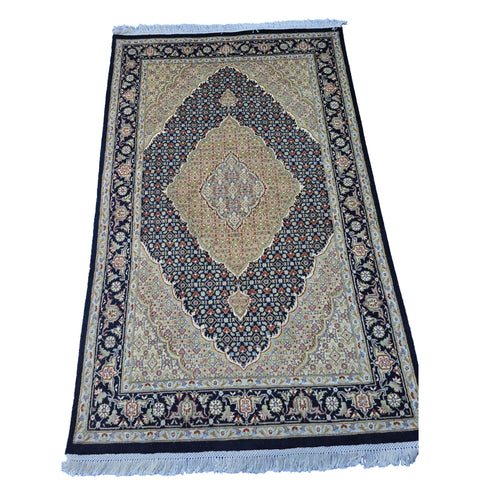 Al Ahmedani Linen Black Tabrez Mahi Double Knot Wool Rectangle Hand Knotted Area Rug Wonderful Design Home Decor Indoor Carpet (6.5 x 4.1)'