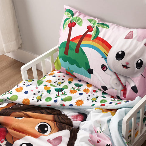 Gabby's Dollhouse Toddler Sheet Set for Kids - 3 Pcs Bedding Set - Pillowcase, Comforter and Fitted Sheet