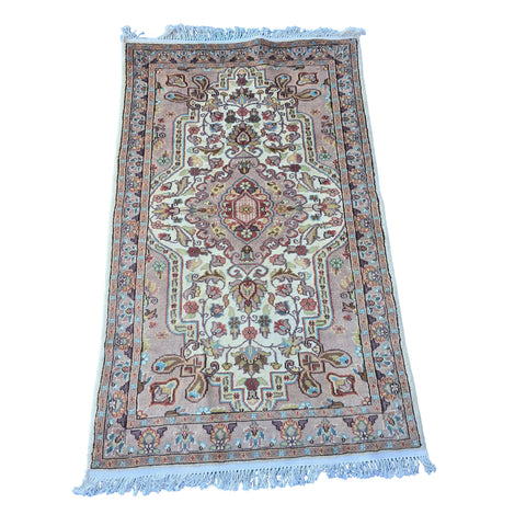 Al Ahmedani Linen Floral Medallion Rectangle Hand Knotted Area Rug Wonderful Design Home Decor Wool Silk Indoor Carpet (5.1 x 3.2)'