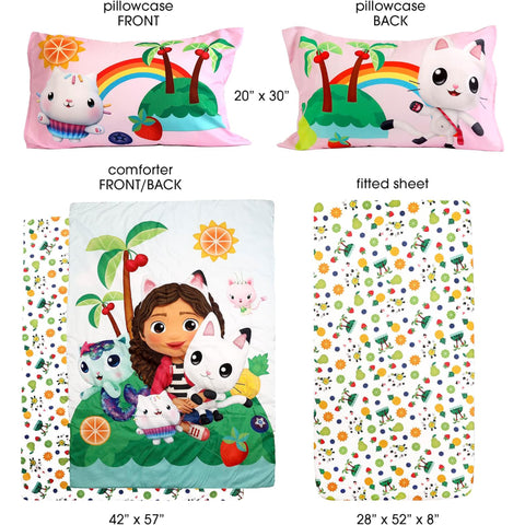 Gabby's Dollhouse Toddler Sheet Set for Kids - 3 Pcs Bedding Set - Pillowcase, Comforter and Fitted Sheet
