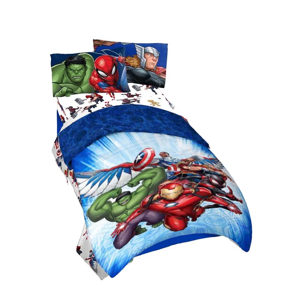 Avengers 5-Pcs Full Bed in Bag Sheet Set for Kids - Comforter, Flat Sheet, Fitted Sheet, and 2 Pillowcase