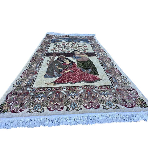 Al Ahmedani Linen Umre Khayam Rectangle Area Rug Wonderful Design Wool Silk Hand Knotted Home Decor Indoor Carpet (5.7 x 3.2)'