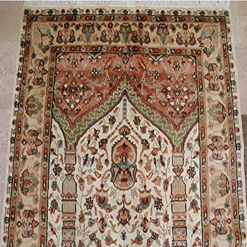 Exclusive Mehrab Floral Vaas Love Hand Knotted Area Rug Wool Silk Carpet (6 x 4)'