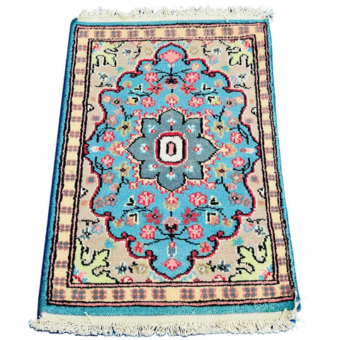 Al Ahmedani Linen Ferozi Floral Medallion Wonderful Design Rectangle Hand Knotted Area Rug Home Decor Wool Silk Indoor Carpet (3.0 x 2.0)'