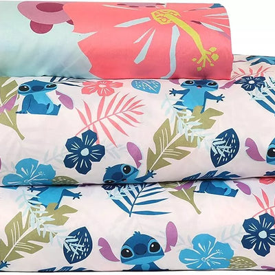 Disney Lilo & Stitch 3 Piece Twin Bedding Sheet Set for Kids - Flat Sheet, Fitted Sheet and Pillowcase