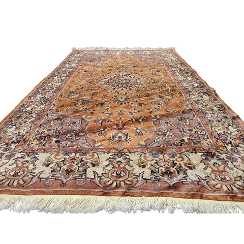 Al Ahmedani Linen Sun Floral Rectangle Area Rug Wonderful Design Wool Silk Hand Knotted Home Decor Indoor Carpet (6.3 x 4.2)'