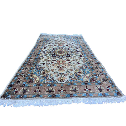 Al Ahmedani Linen Floral Rectangle Area Rug Wonderful Design Wool Silk Hand Knotted Home Decor Indoor Carpet (5 x 3)'