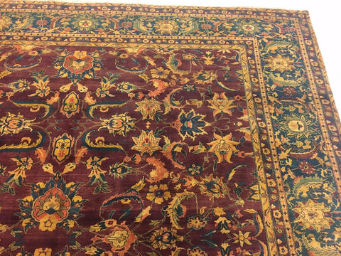 Ahmedani Linen Excellent Designed Bijare Rectangle Area Rugs Hand Knotted Oriental Hand Spun Ghazni Wool Carpet (12 x 18)'