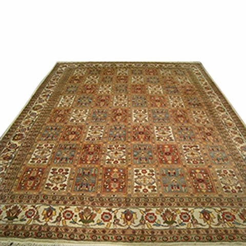 Bakhtiari Pestal Flower All Over Excellent Designed Area Rug Hand Knotted Silk Wool Carpet (12.1 x 9.1)'
