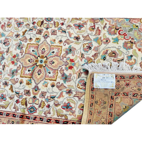 Al Ahmedani Linen Floral Medallion Rectangle Hand Knotted Wonderful Design Area Rug Home Decor Wool Silk Indoor Carpet (4.0 x 2.7)'
