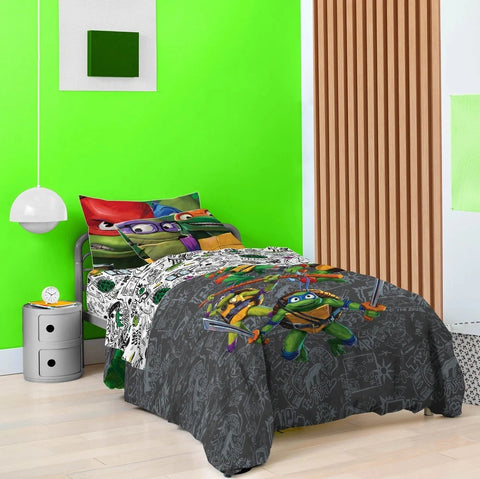 Teenage Mutant Ninja Turtles 2 Pcs Twin/Full Bedding Set for Kids - Reversible Comforter and Pillowcase