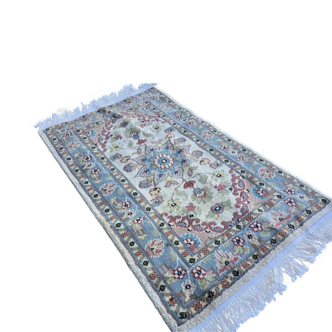 Al Ahmedani Linen Floral Medallion Rectangle Area Rug Wonderful Design Wool Silk Hand Knotted Home Decor Indoor Carpet (3.2 x 1.11)'