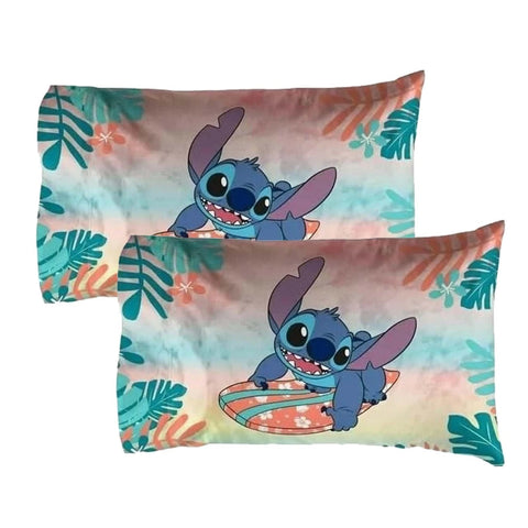 Lilo & Stitch Pillowcase 2 Piece Set Island Design Microfiber Standard Size Pillow Covers for Kids Bedroom & Nursery