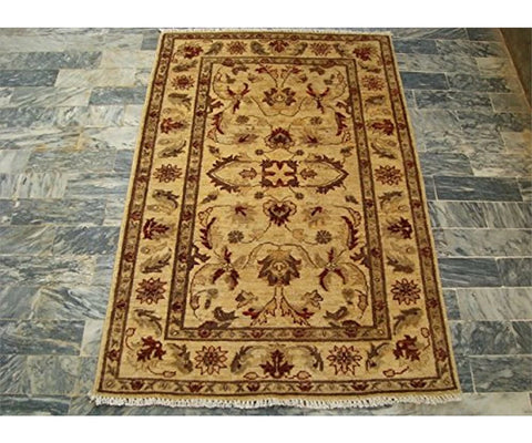 AHMEDANI Wonderful Chobi Zeiglar Mahal Rectangle Rug Wool Hand Knotted Carpet (4.11 X 3.2)'