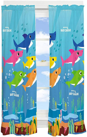 Baby Shark Kids Room Window Drapes Curtains for Kids, Set of 2 (42" x 63" Each)