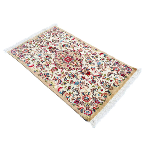Al Ahmedani Linen Floral Medallion Wonderful Design Rectangle Hand Knotted Area Rug Home Decor Wool Silk Indoor Carpet (4.3 x 2.6)'