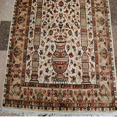 Exclusive Mehrab Floral Vaas Love Hand Knotted Area Rug Wool Silk Carpet (6 x 4)'