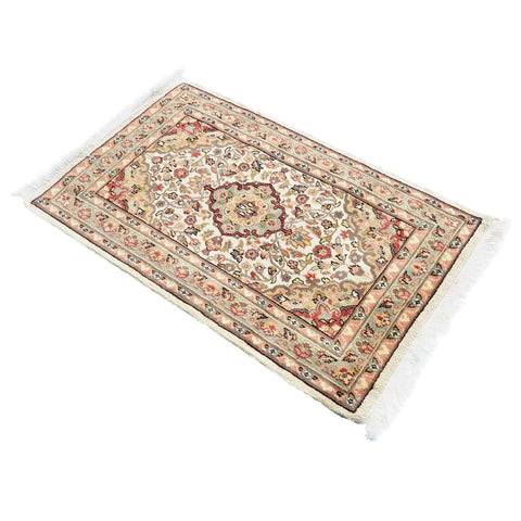Al Ahmedani Linen Floral Medallion Wonderful Design Rectangle Hand Knotted Area Rug Home Decor Wool Silk Indoor Carpet (4.2 x 2.6)'