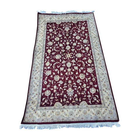 Al Ahmedani Linen Red Floral Double Knot Wool Rectangle Area Rug Wonderful Design Hand Knotted Home Decor Indoor Carpet (7.10 x 4.6)'