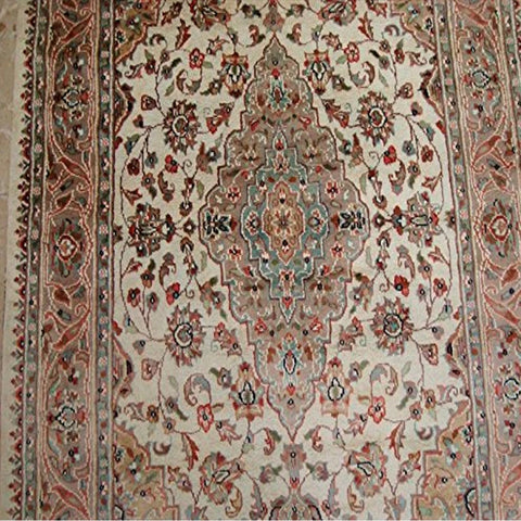 AL AHMEDANI LINEN Awesome Sarafiann Floral Medallion Area Rug Hand Knotted Wool Silk Carpet (6 x 4)'