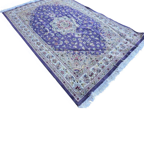 Al Ahmedani Linen Lilac Purple Floral Medallion Rectangle Area Rug Wonderful Design Wool Silk Hand Knotted Home Decor Indoor Carpet (6.4 x 4.2)'