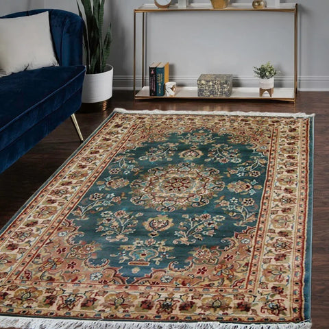 Exclusive Flower Ivory Touch Lovely Rectangle Area Rug Hand Knotted Wool Silk Carpet (6 X 4)'