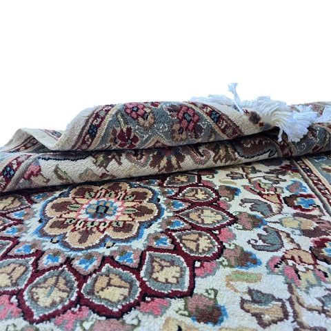 Al Ahmedani Linen Floral Medallion Hand Knotted Area Rug Wonderful Design Rectangle Home Decor Wool Silk Indoor Carpet (5.0 x 3.1)'