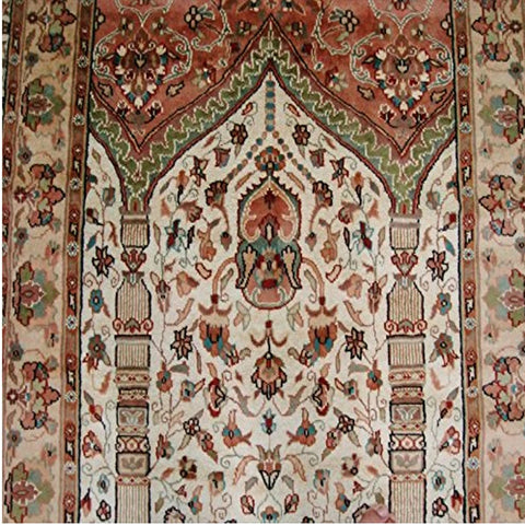 Exclusive Mehrab Floral Vaas Love Hand Knotted Area Rug Wool Silk Carpet (6 x 4)'