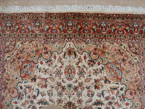 Exclusive Moon Medallion Floral Oriental Area Rug Hand Knotted Wool Silk Carpet (9 x 6)'