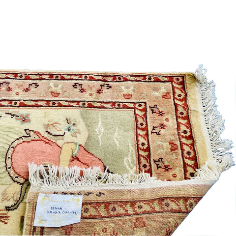 Exclusive Designed Umre Khayam Love New Rectangle Area Rug Wool Silk Hand Knotted Carpet (4 X 2)'
