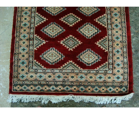 Exclusive Red Abstract Jaldar Flowers Area Rug Hand Knotted Wool Silk Carpet (4 x 2.6)'