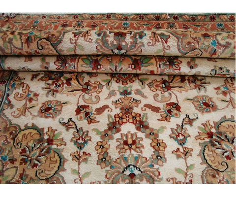 Awesome Ivory Medallion Flowers Rectangle Area Rug Hand Knotted Wool Silk Carpet (6 x 4)'