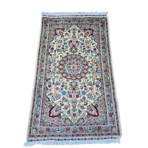 Al Ahmedani Linen Floral Medallion Hand Knotted Area Rug Wonderful Design Rectangle Home Decor Wool Silk Indoor Carpet (5.0 x 3.1)'