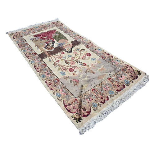 Al Ahmedani Linen Umre Khayam Rectangle Area Rug Wonderful Design Wool Silk Hand Knotted Home Decor Indoor Carpet (5.6 x 3)'
