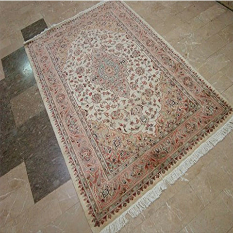 AL AHMEDANI LINEN Awesome Sarafiann Floral Medallion Area Rug Hand Knotted Wool Silk Carpet (6 x 4)'