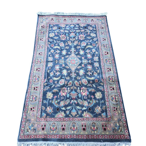 Al Ahmedani Linen Grey Floral Medallion Rectangle Area Rug Wonderful Design Wool Silk Hand Knotted Home Decor Indoor Carpet  (6.3 x 4)'