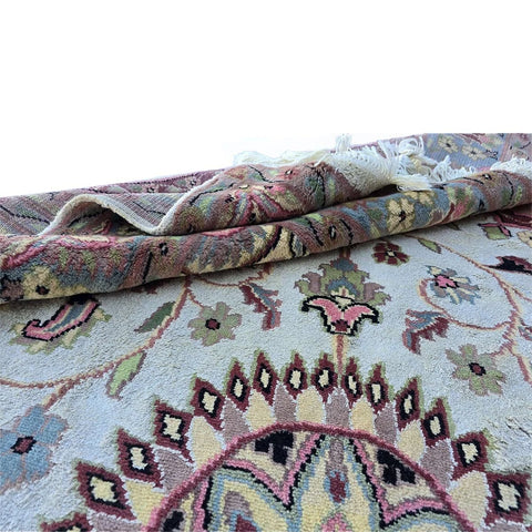 Al Ahmedani Linen Floral Medallion Rectangle Area Rug Wonderful Design Wool Silk Hand Knotted Home Decor Indoor Carpet (7.8 x 4.8)'