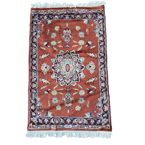 Al Ahmedani Linen Floral Medallion Rectangle Area Rug Hand Knotted Wonderful Design Home Decor Wool Silk Indoor Carpet (3.3 x 2.0)'