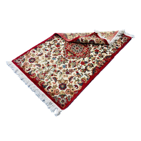 Al Ahmedani Linen Floral Medallion Rectangle Hand Knotted Wonderful Design Home Decor Area Rug Wool Silk Indoor Carpet (4.1 x 2.6)'