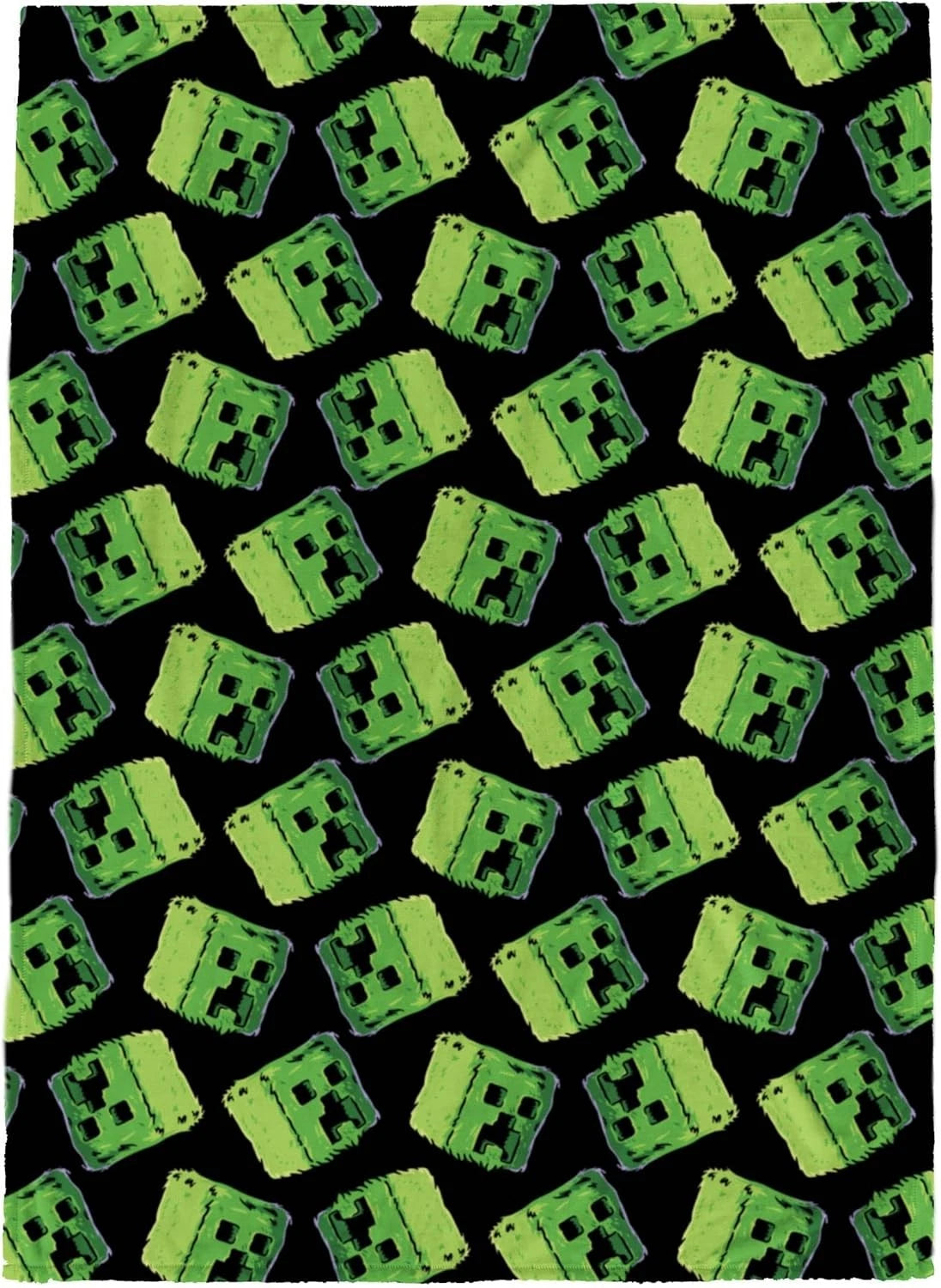 Black Minecraft Creeper Kids Plush Throw Blanket Soft & Comfy Fluffy 46x60 Inche