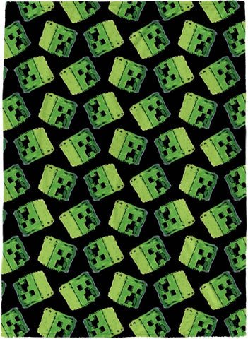 Black Minecraft Creeper Kids Plush Throw Blanket Soft & Comfy Fluffy 46x60 Inche