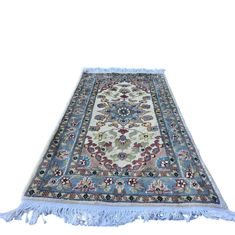 Al Ahmedani Linen Floral Medallion Rectangle Hand Knotted Area Rug Wonderful Design Home Decor Wool Silk Indoor Carpet (3.2 x 1.11)'