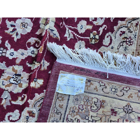 Al Ahmedani Linen Red Floral Medallion Floral Rectangle Area Rug Wonderful Design Wool Silk Hand Knotted Home Decor Indoor Carpet (8.2 x 5.3)'